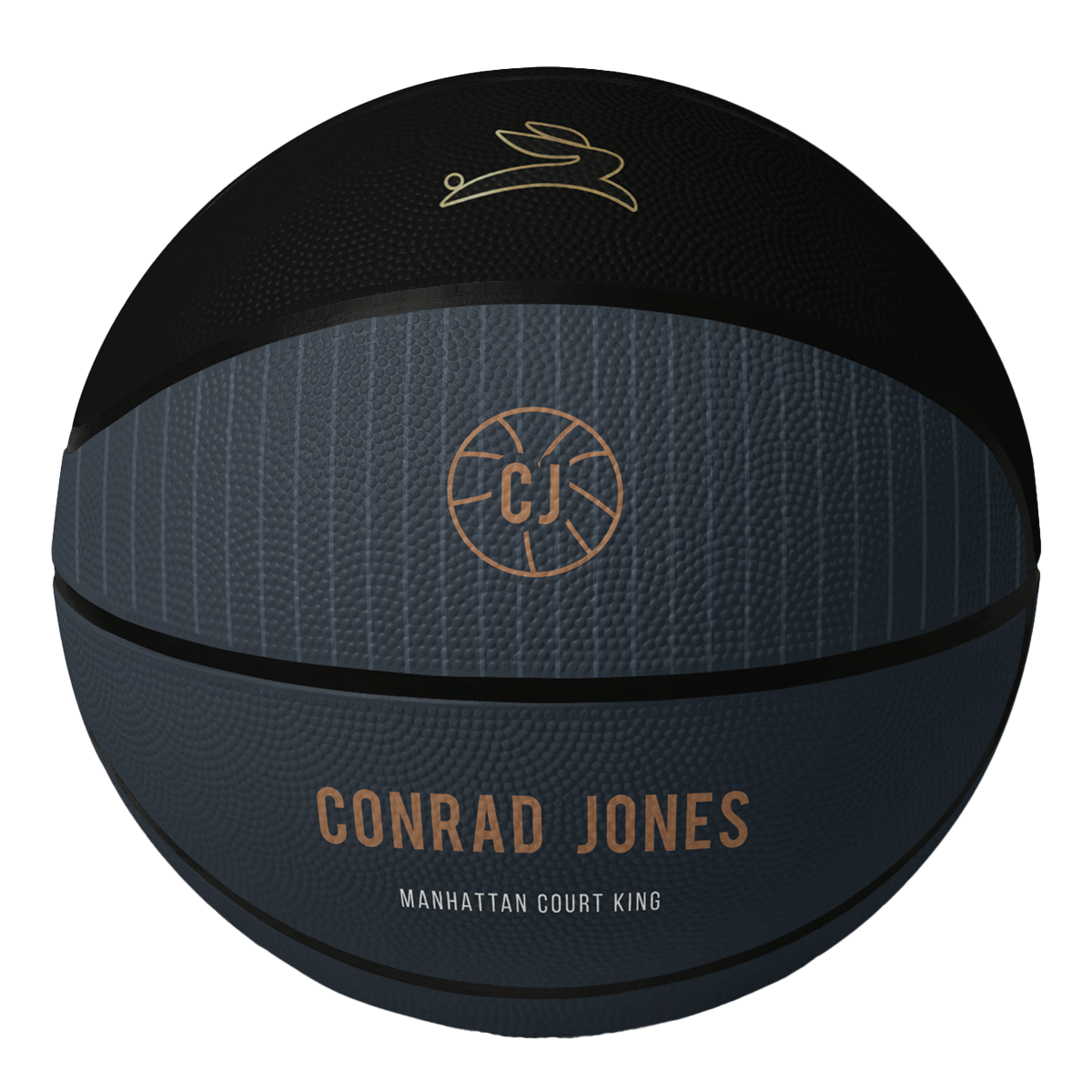 Colourful personalized basketball with text on a transparent background